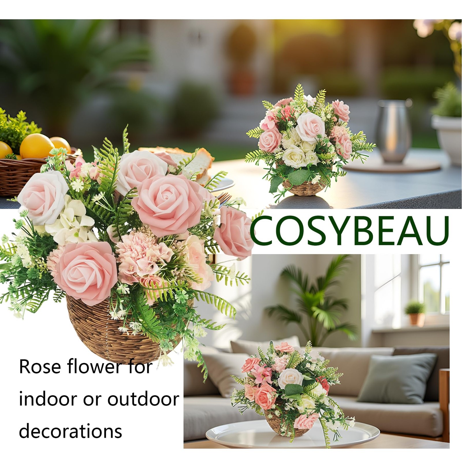 Artificial Flowers 25pcs Roses, Shade of Blush Pink Foam Fake Rose Faux Flowe…