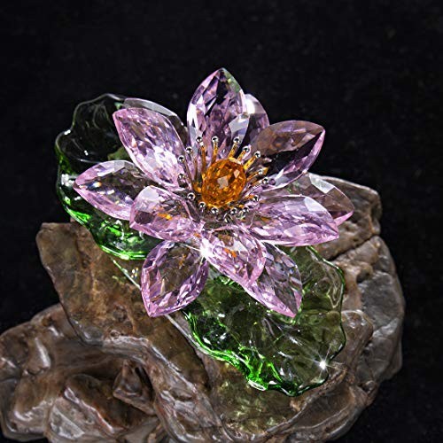 Pink Sparkle Crystal Lotus Flower – Feng Shui Home Decor, Gift Boxed, Glass Art