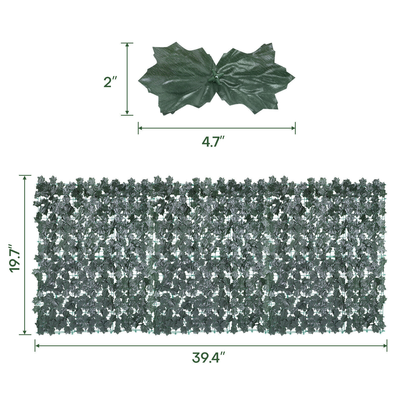 118″x39″ Artificial Privacy Fence Wall Screen Faux Ivy Leaf Outdoor Garden Decor