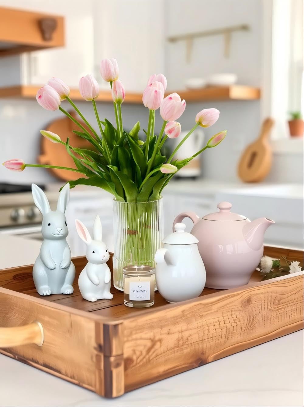 10 PCS 15.8 Inch Real Touch Artificial Pink Tulips Latex Bouquet Home Decor