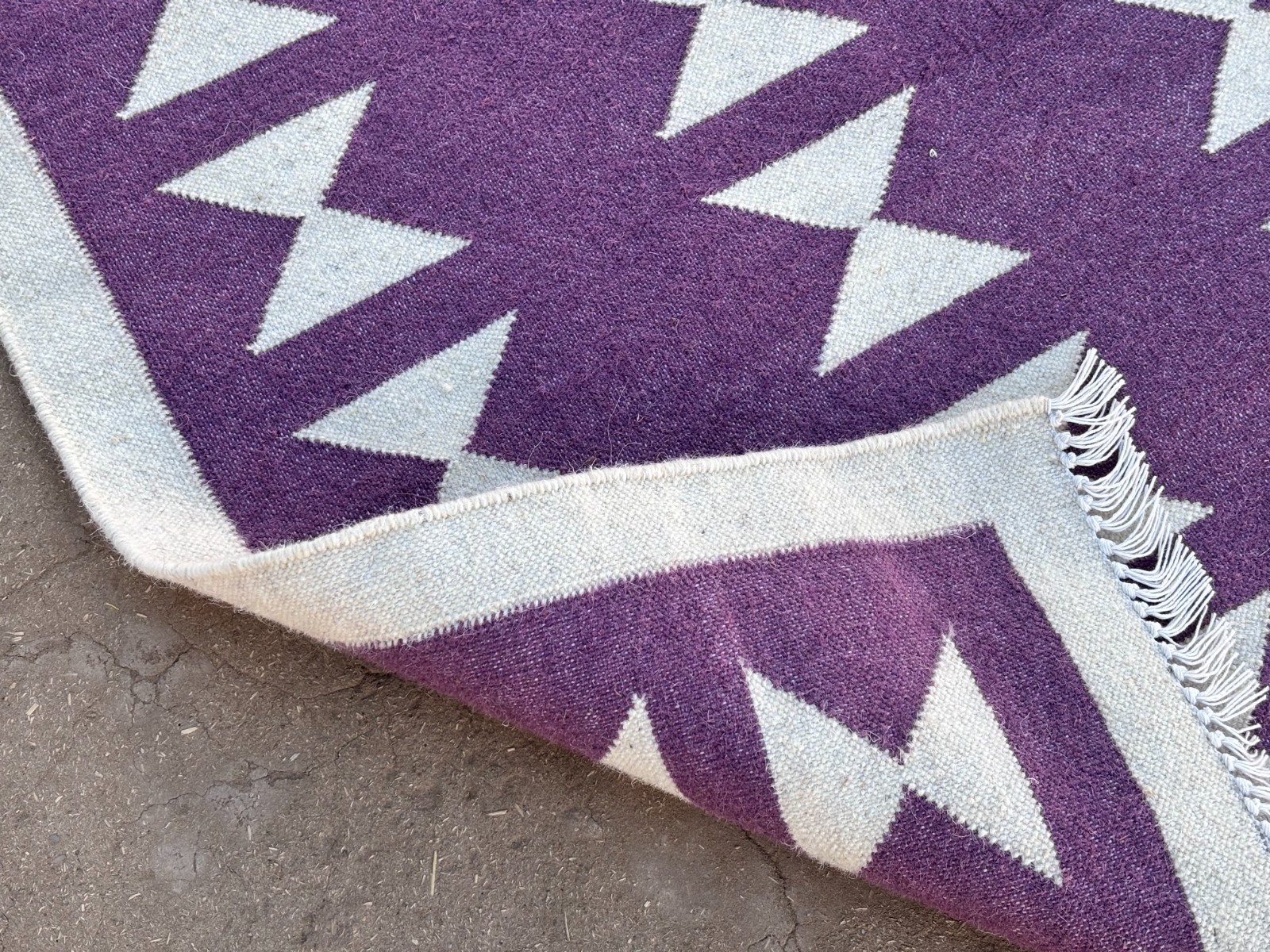 Geometric Boho Dhurrie Rug 2×3 ft (24×36 in / 61×91 cm) Handwoven Wool Cotton