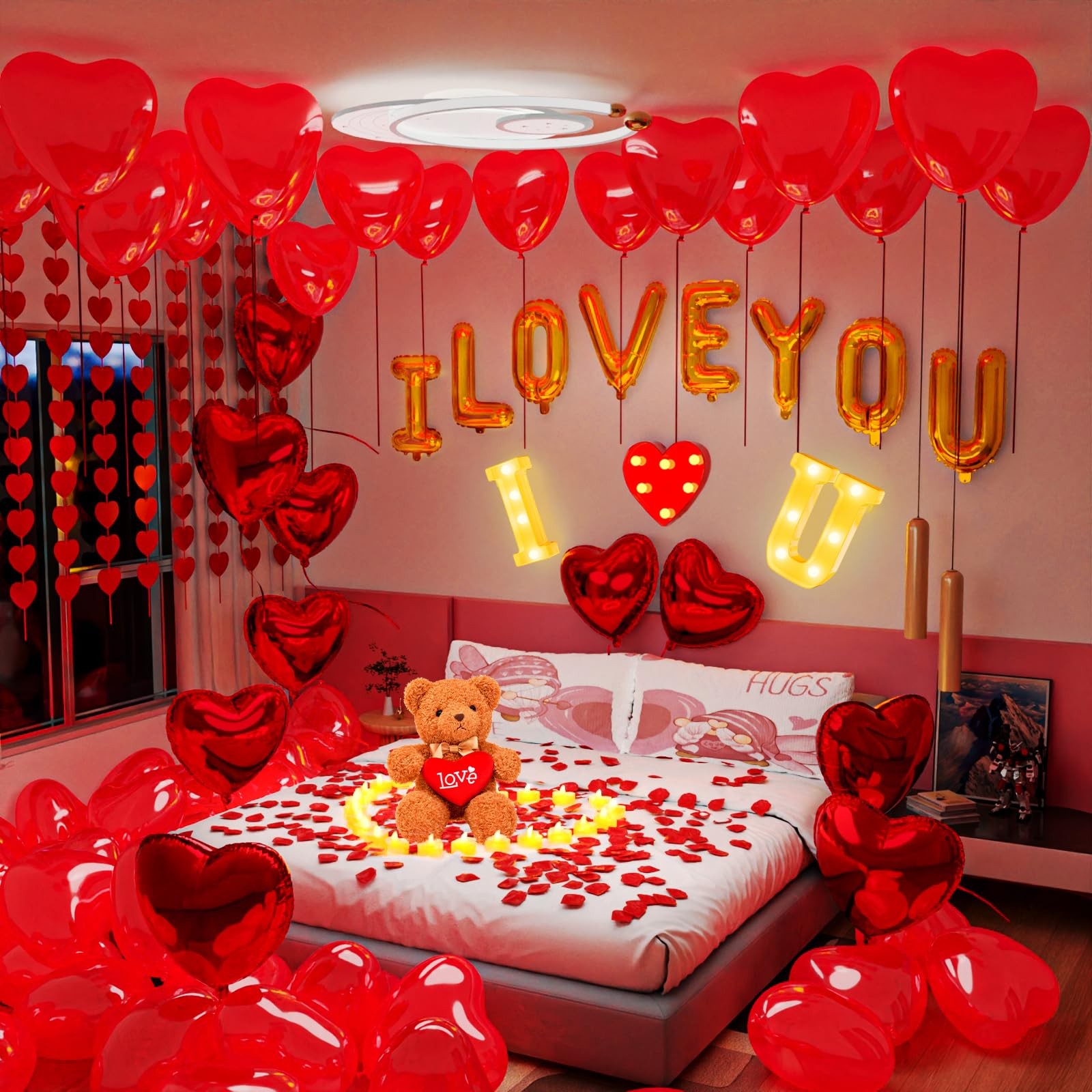 4229 PCS Rose Petals and Candles Set for Romantic Decoration Special Night I …