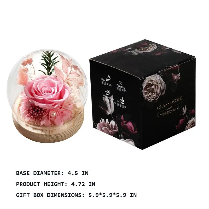 Eternal Rose in Glass Dome – Preserved Real Flower, Symbol of Lasting Romance