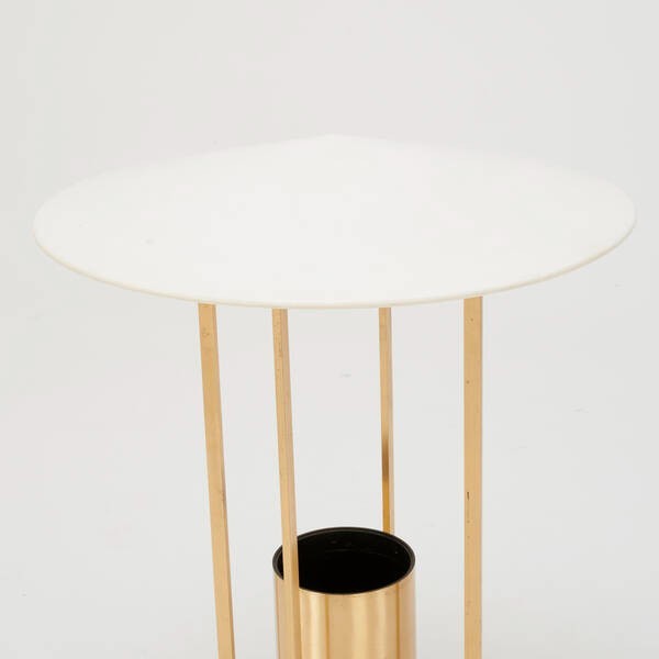 Mid-Century Modern Brass & White Floor Lamp – Architectural Designer Style