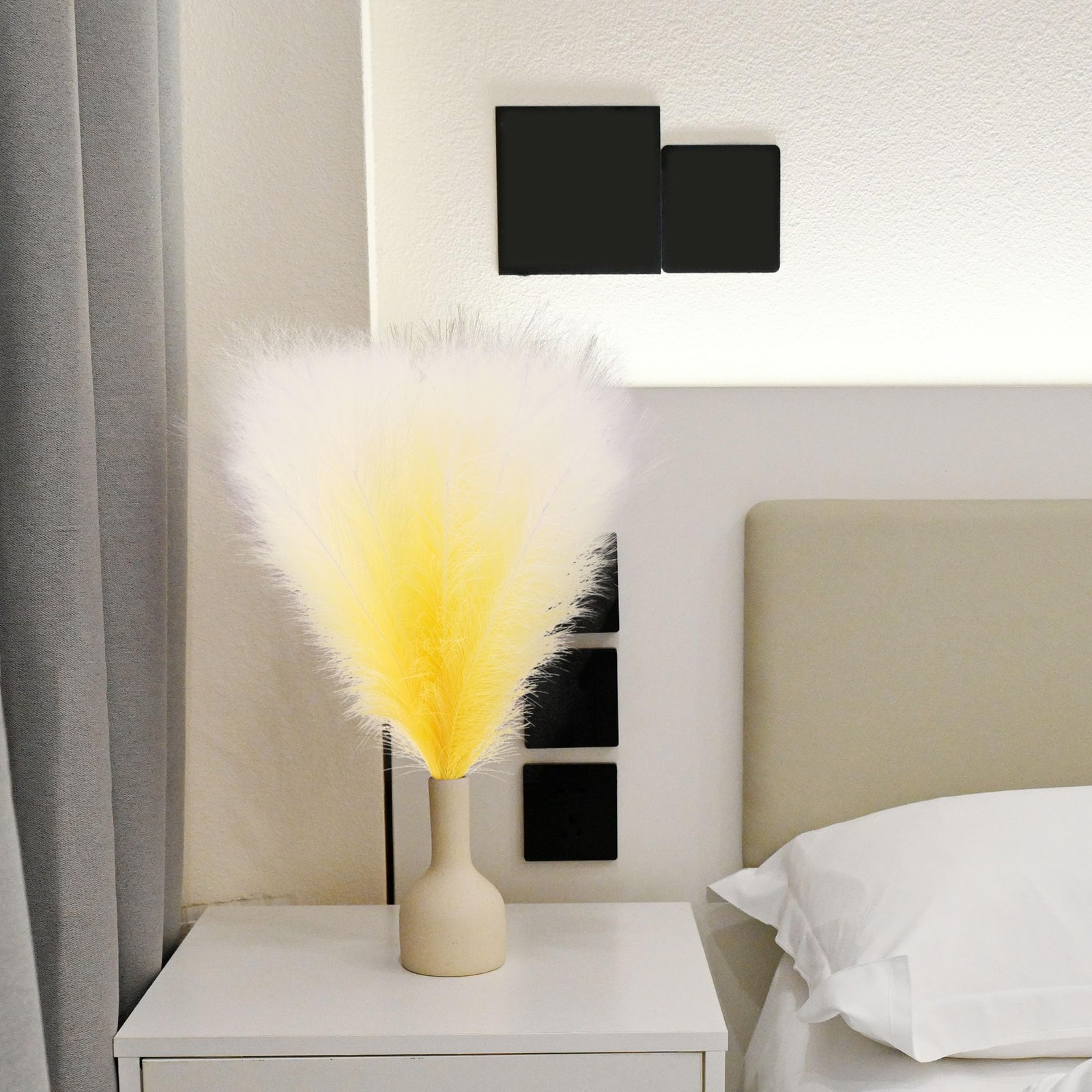 6 PCS Faux Pampas Grass Arrangement – 18″/45cm Artificial Fluffy Pompous Gras…