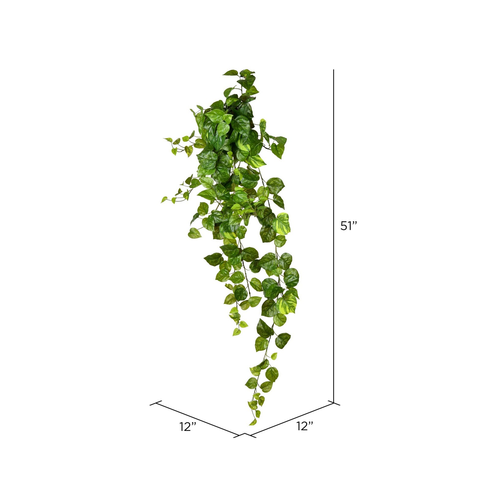 Vickerman 51″ Contemporary Fabric Artificial Pothos Hanging Bush in Green