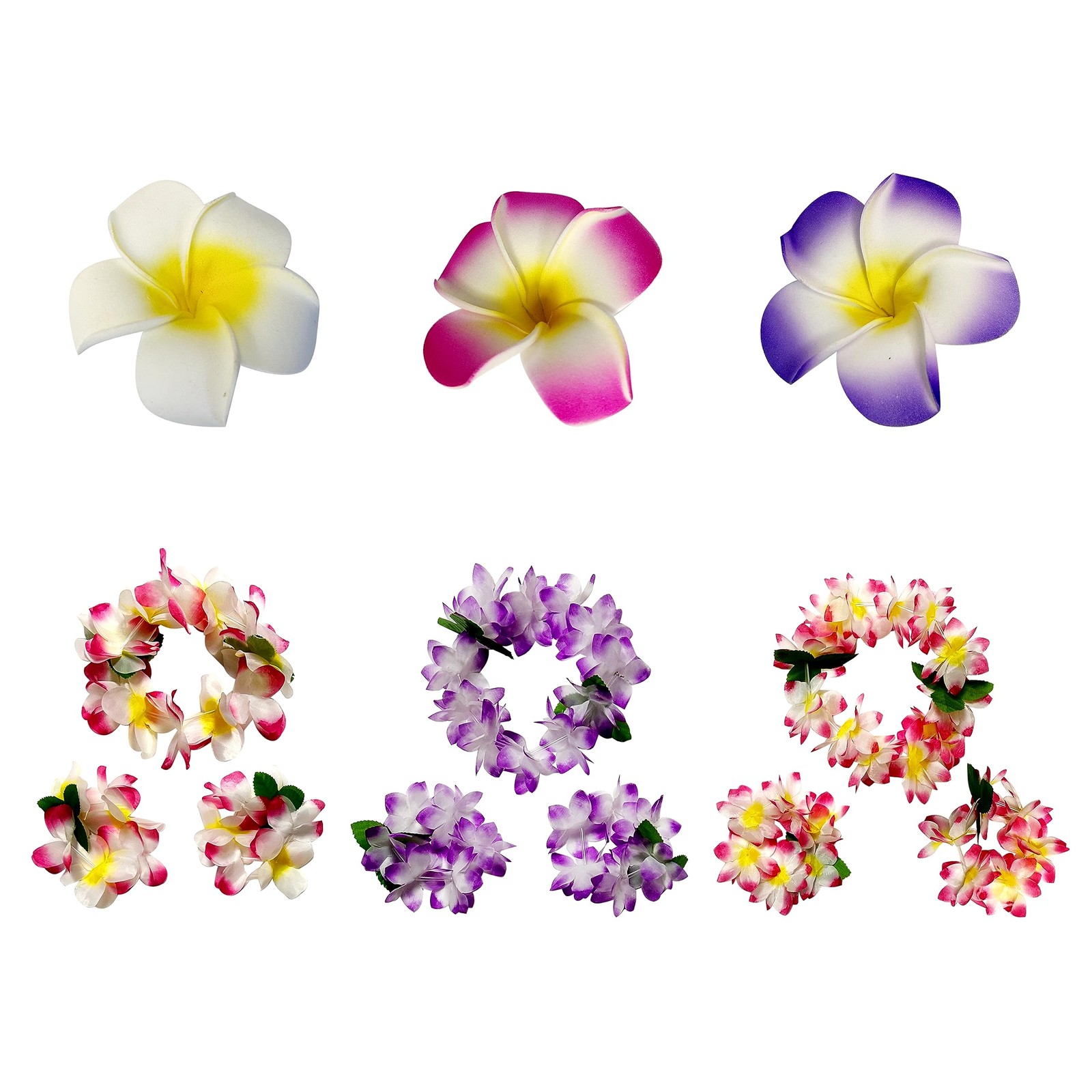 18 Counts Hawaiian Leis, Flower Hair Clip, Headbands and Wristbands, Perfect …