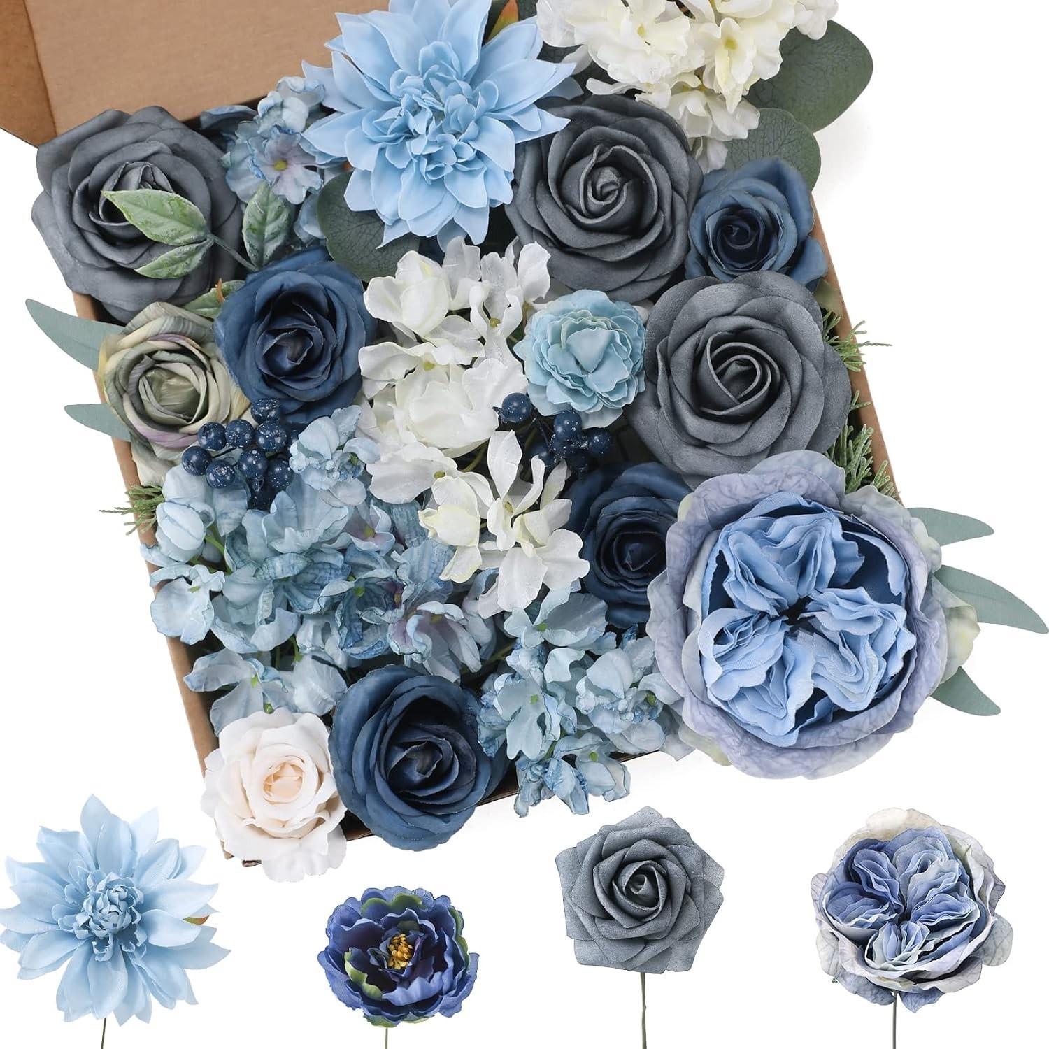 Gorgeous Dusty Blue Mixed Artificial Flowers – Ideal for Events & Home Styling