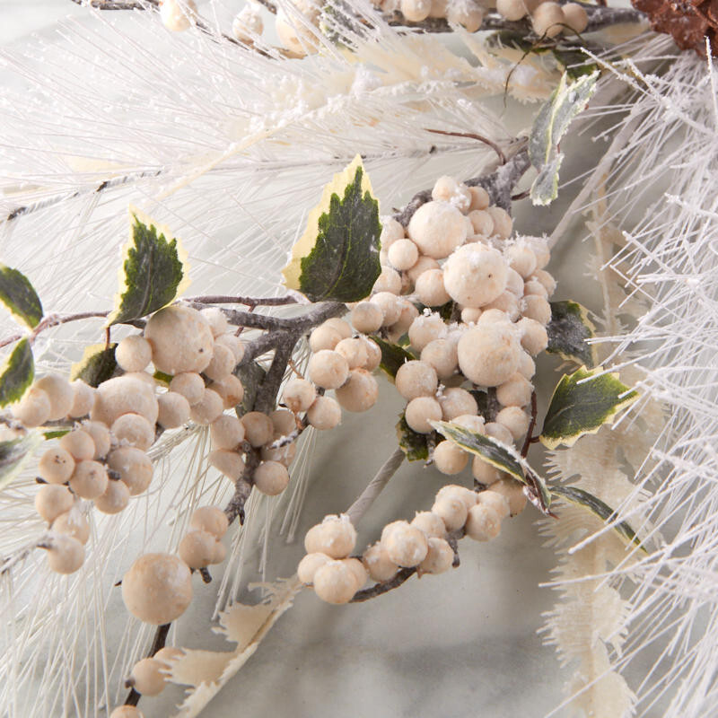 Snowy Artificial White Pine and Cedar Spray with Berries