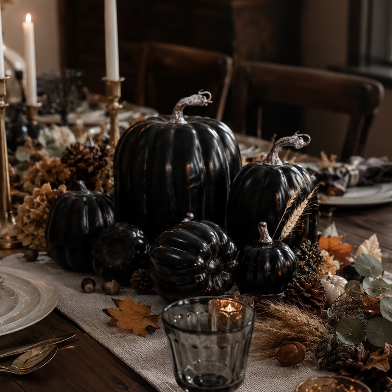 Hand Painted Speckled Foam Pumpkins 7 Pack for Mantel Tiered Tray Table Use