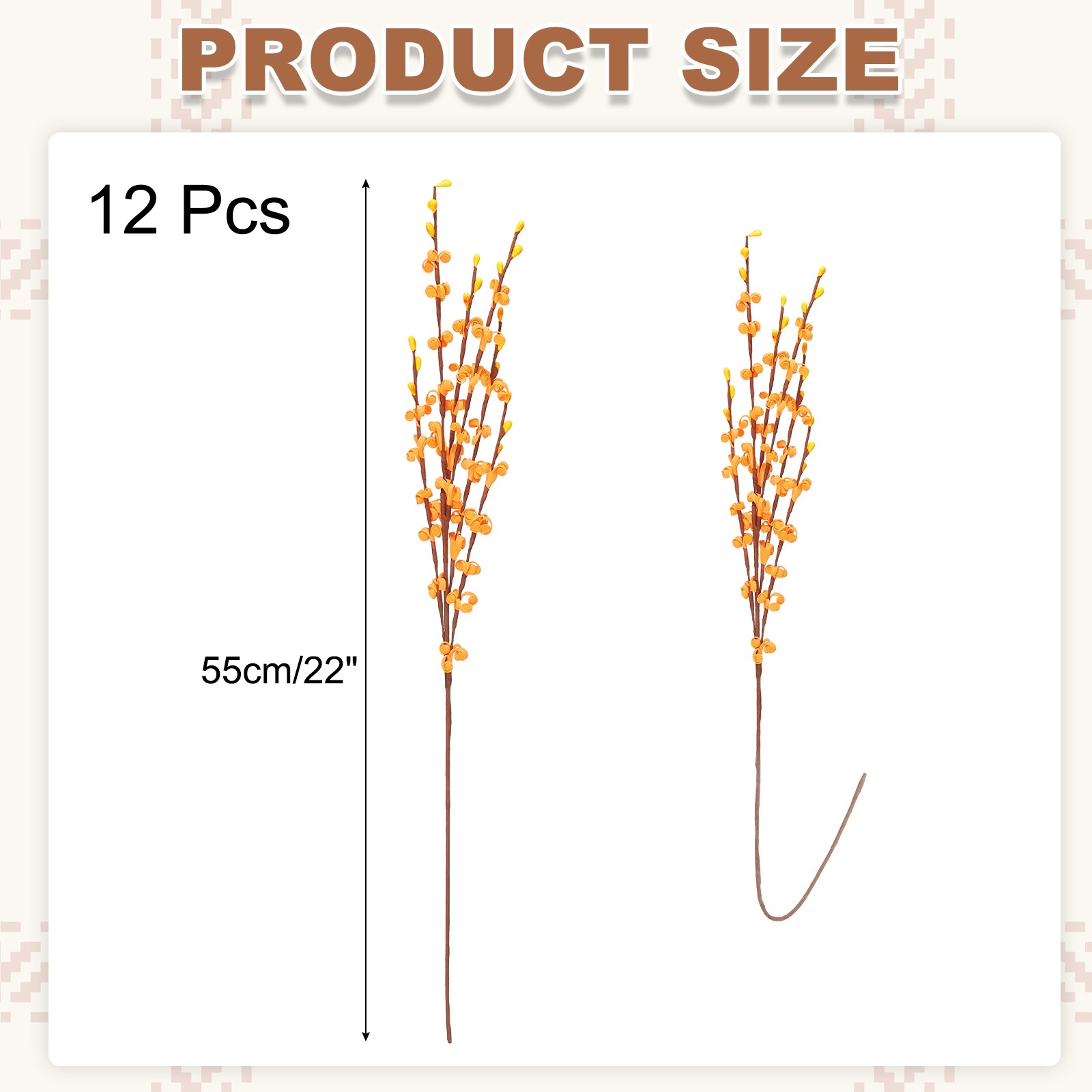 12Pcs Tall Jasmine Flower for DIY Floral Art Plant(Orange)]