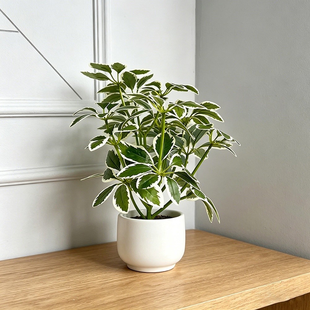Green Artificial Seven Point Leaf Stem for Photography and Interior Decor