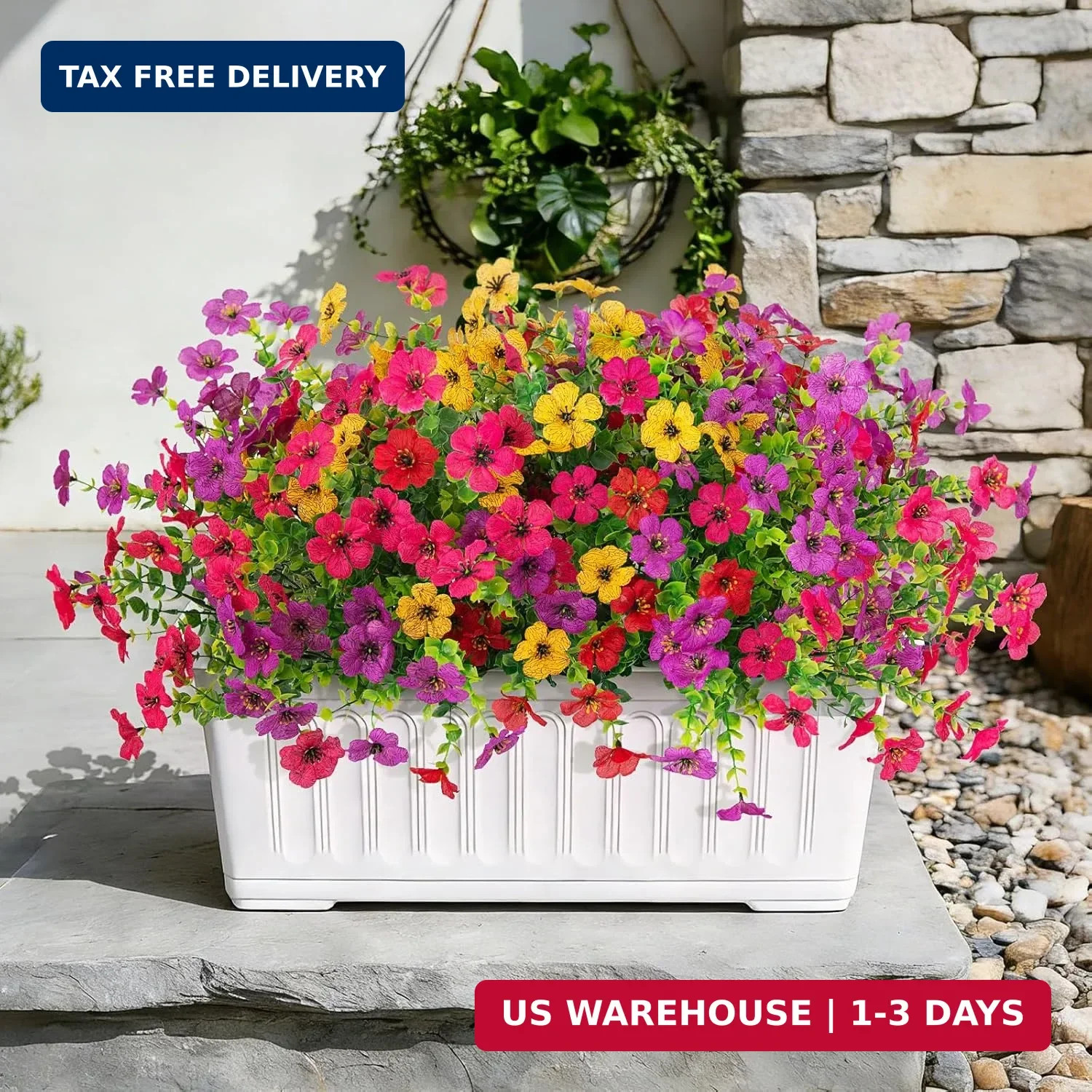 12 Bundles Fake Artificial Flowers Faux Plants for Spring Summer Decoration | UV
