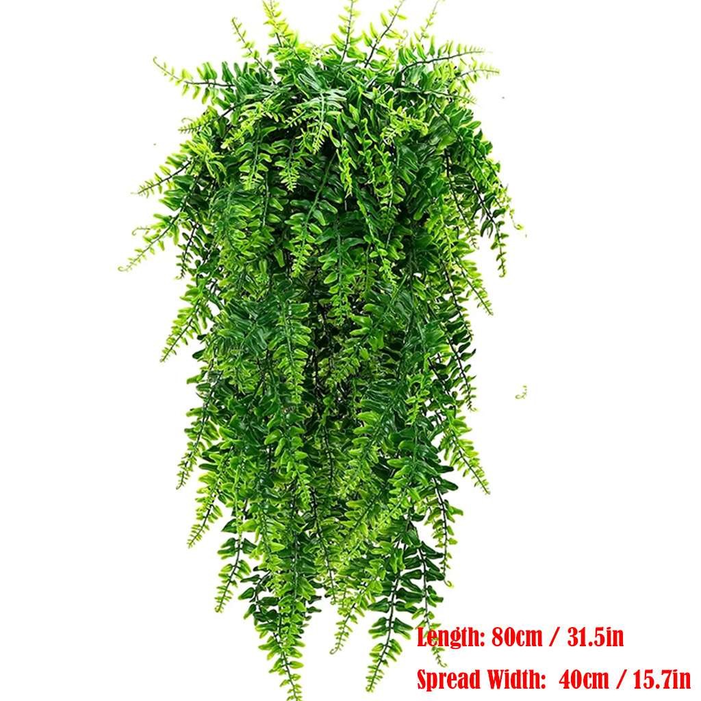 1/2/4Bunches Artificial Fake Ferns Green Leaves Vine Hanging Garland Plant Decor