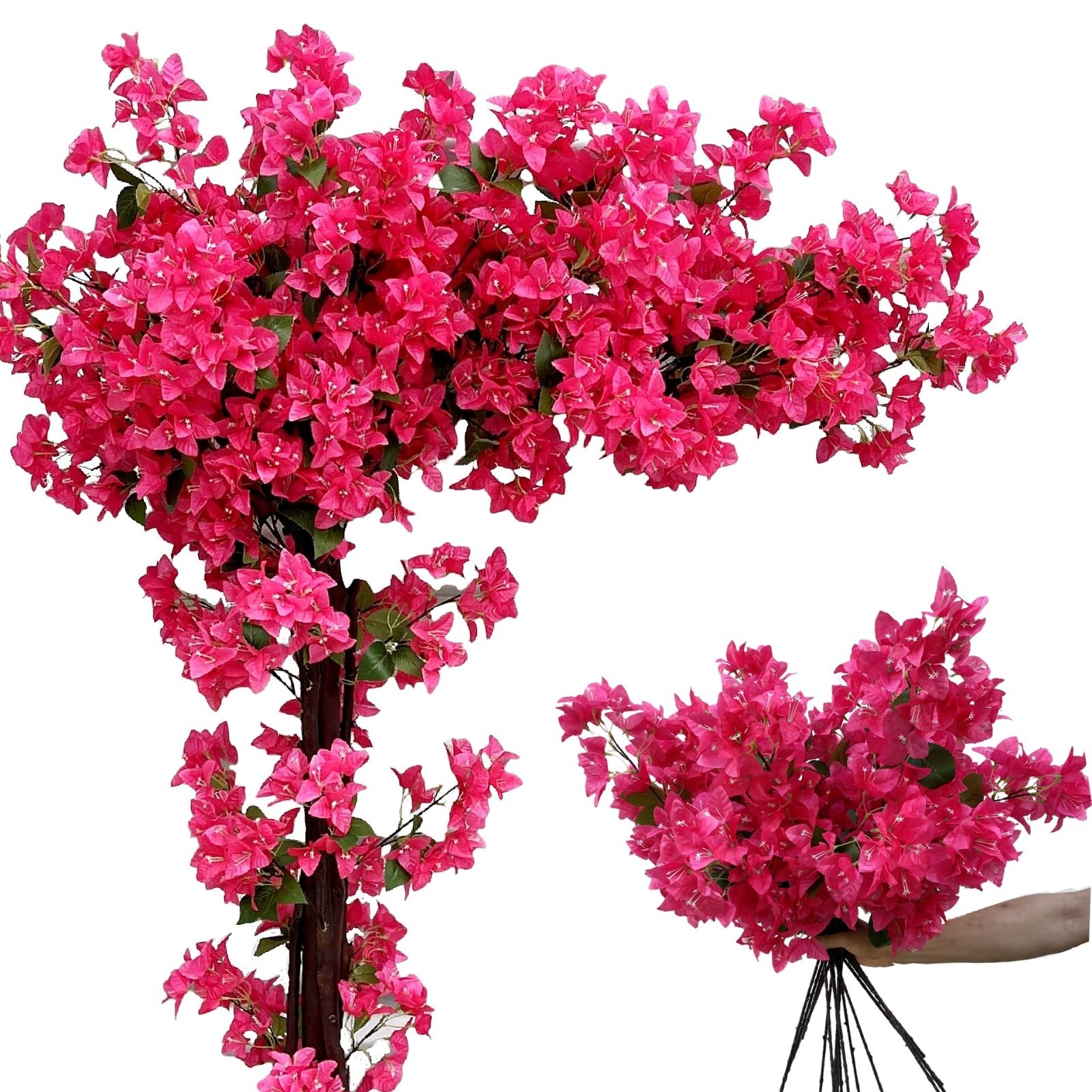 16 Pack Silk Bougainvillea Flower Stems – Fuchsia Long Branches for Home Wedding