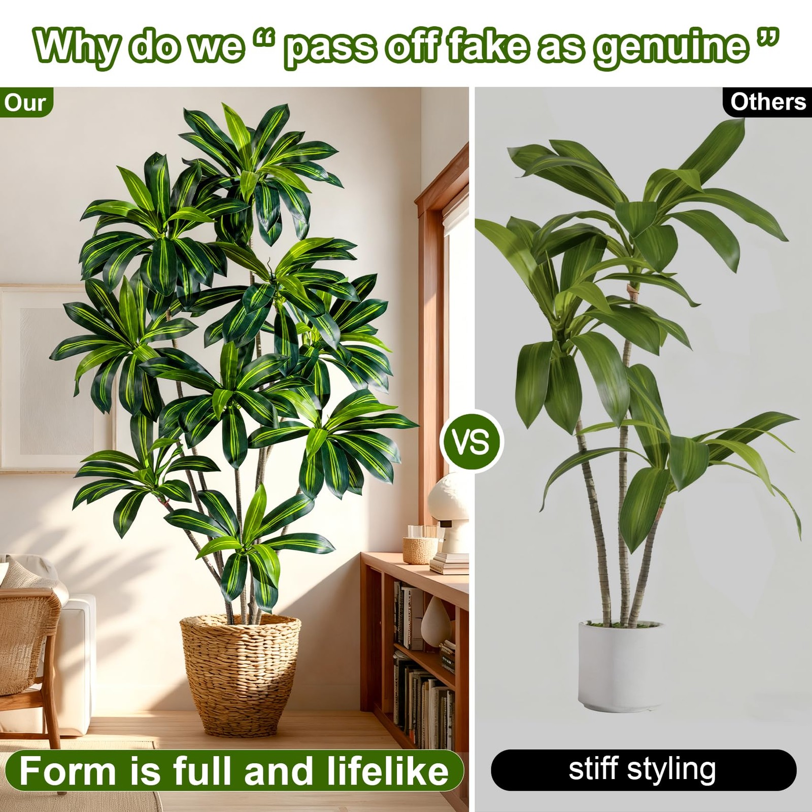 7ft Tall Faux Artificial Trees Large Fake Tree Plastic Big Plant Indoor Dracaena