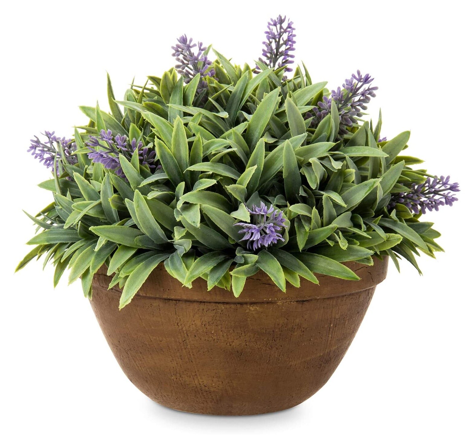NIB New MYGIFT Faux Purple Lavender Potted Plants in Round Terracotta Plant Pot