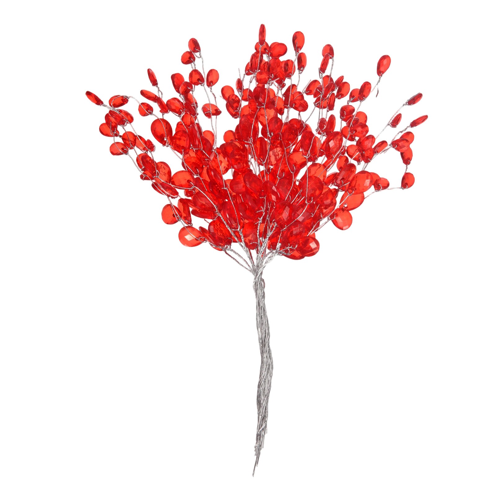 50 Pcs Acrylic Crystal Flower, Floral Picks Acrylic Bead Drops, Red