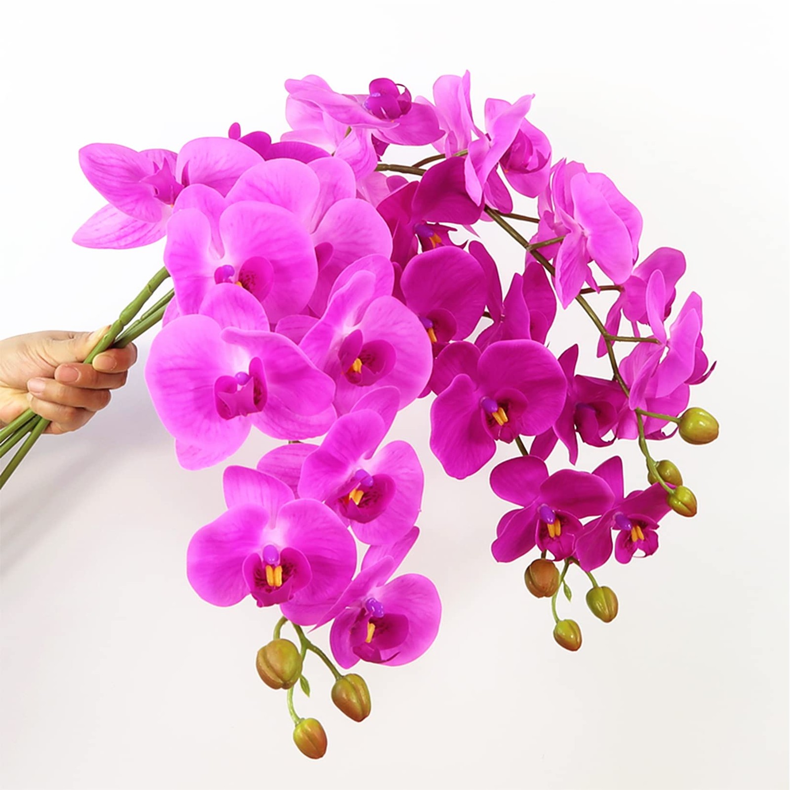 9 Heads Artificial Phalaenopsis Flowers 4 Pcs Artificial Orchid Flowers 42 in…