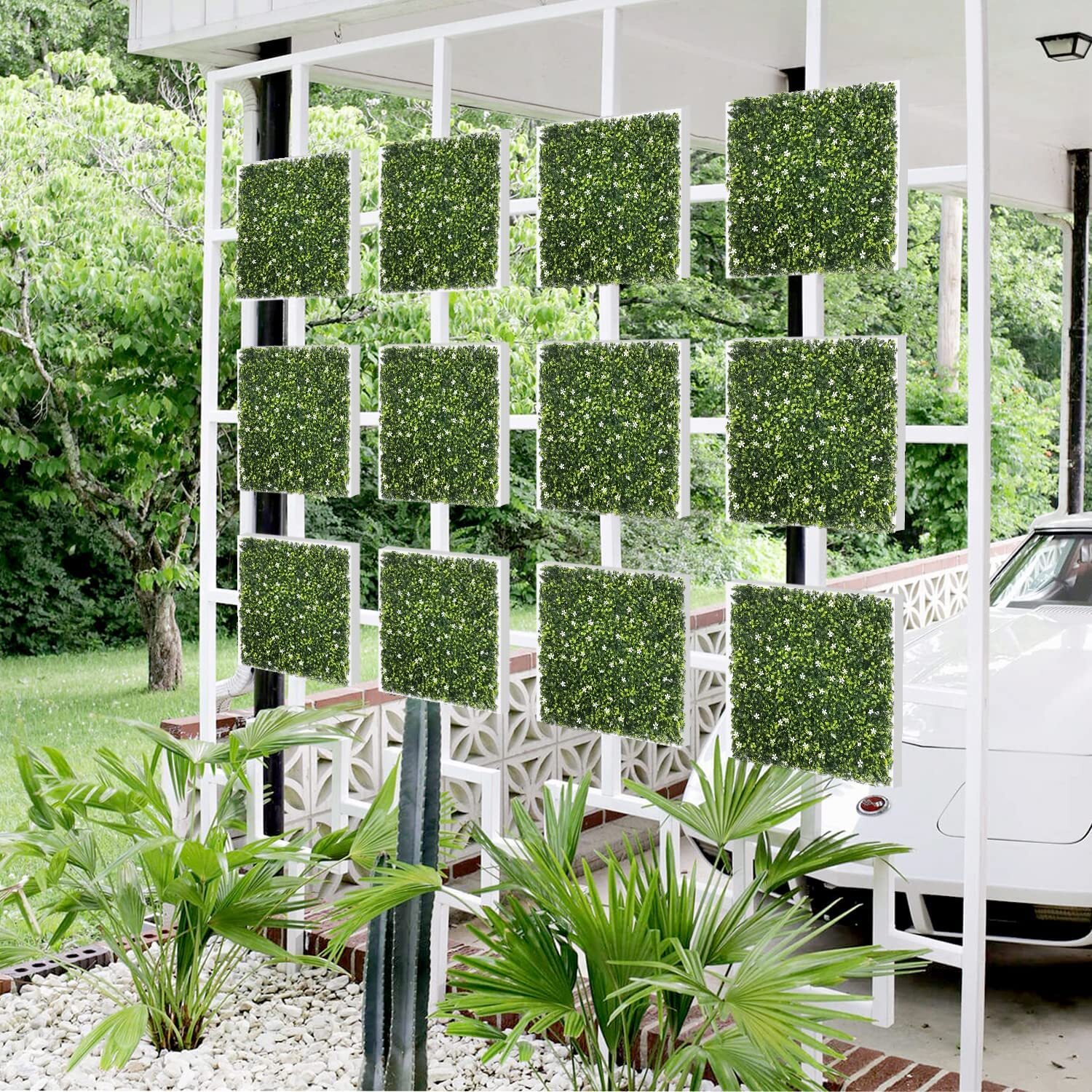 12 pc 20×20″ Artificial Faux Jasmine Leaf Privacy Fence Screen Decor Panel Hedge
