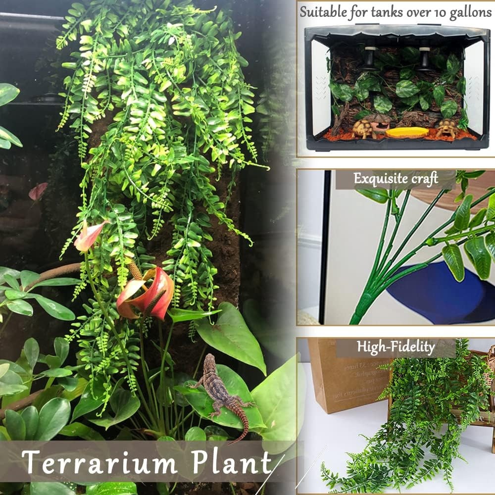 Artificial Reptile Vine Hanging Plants 2Pcs Green Decor For Terrarium Habitat