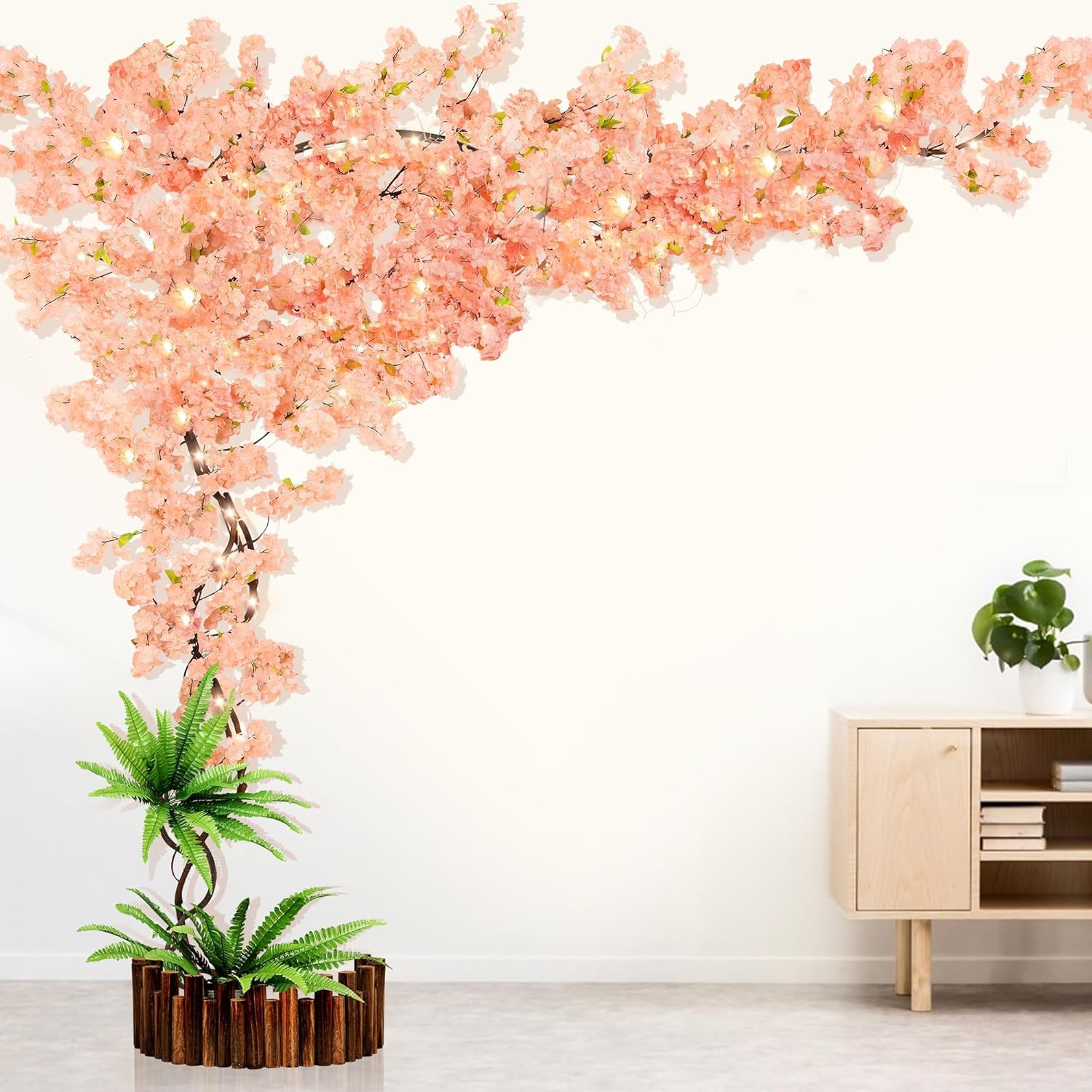 Champagne Pink LED Cherry Blossom Tree – 4ft x 6.5ft for Home & Party Decor