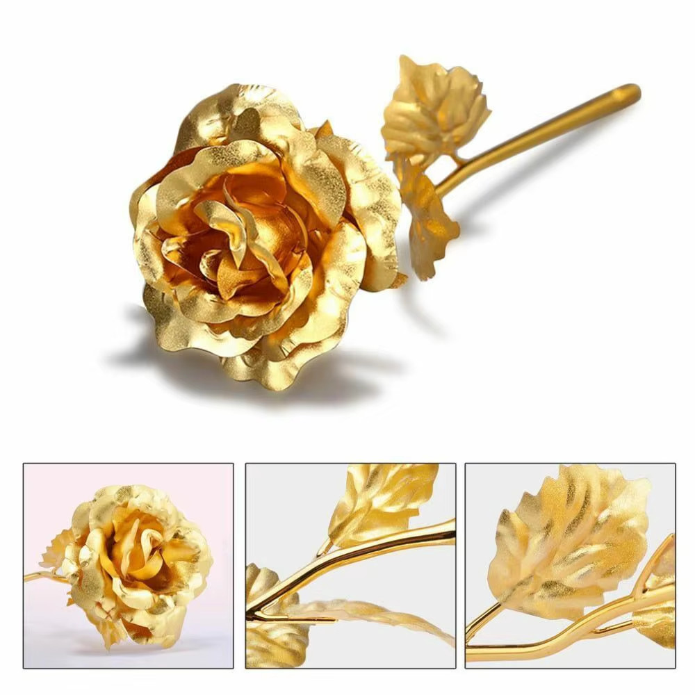 24K Gold Foil Rose Flower Creative Gift Emulated Flower Valentine’S Day Gift Si