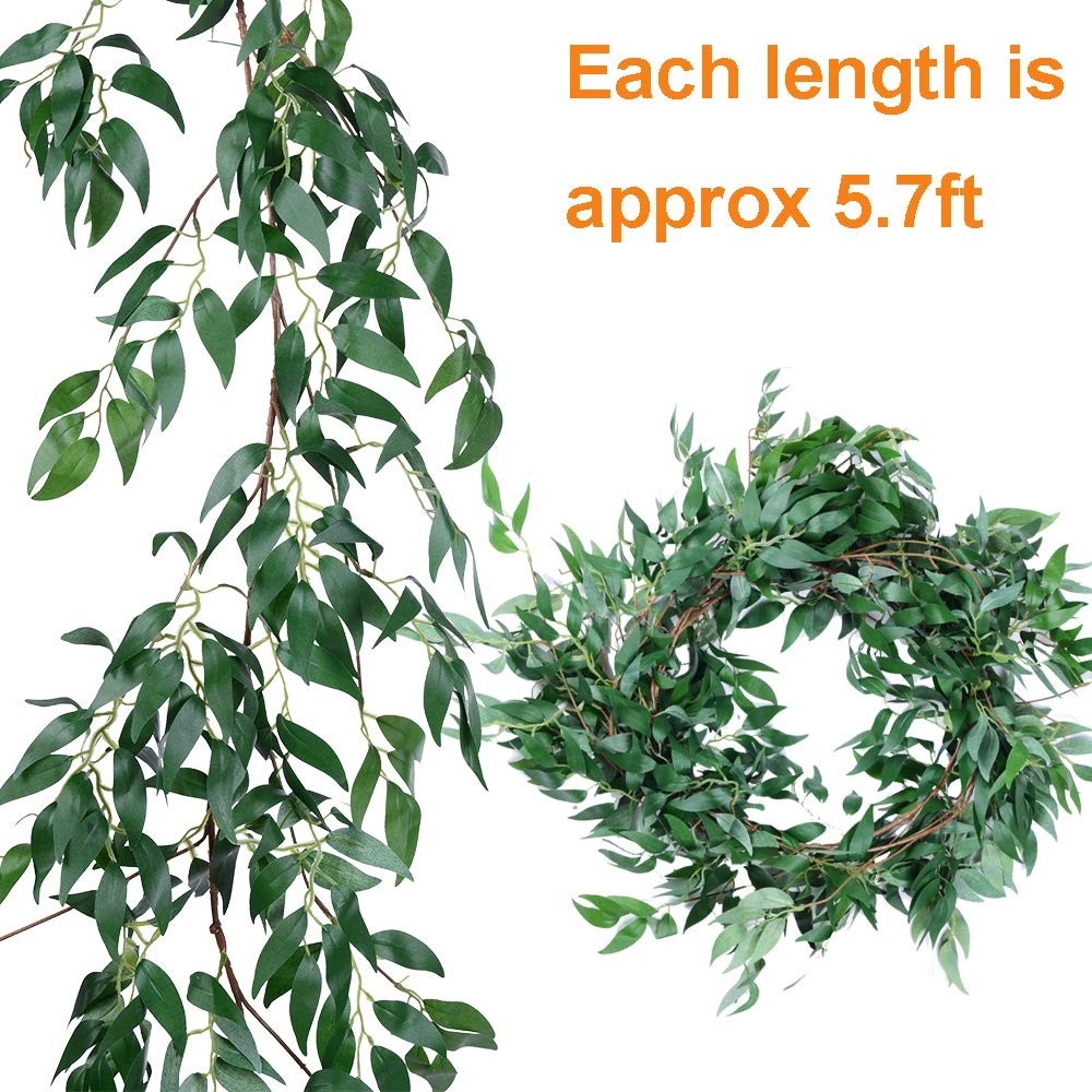 2 Pack Artificial Hanging Leaves Vines, 5.7 Ft Fake Willow Leaves Twigs Silk …