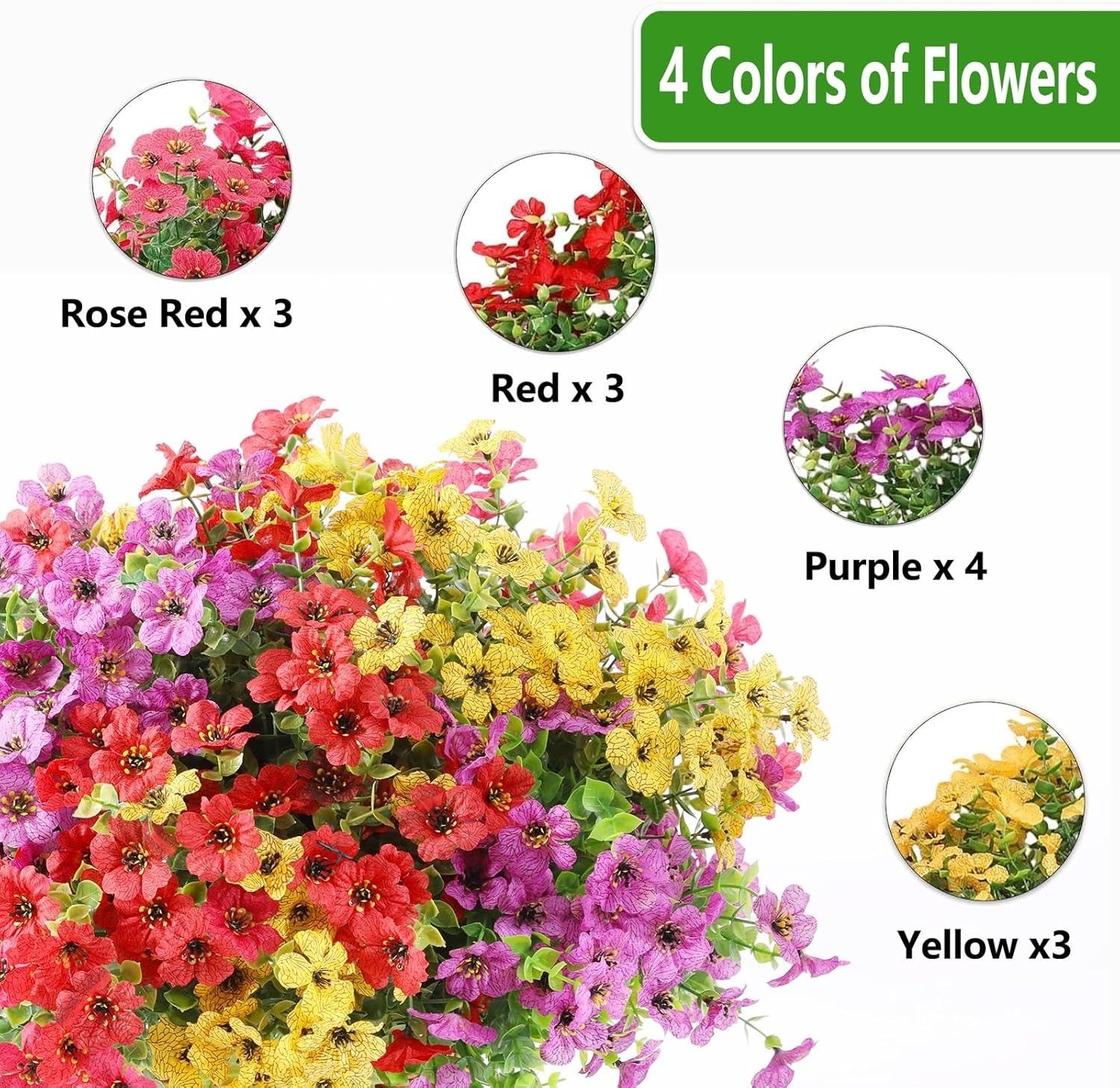 Artificial Flowers Fake Plants for Outdoors Summer Decoration, 13 Bundles Sil…