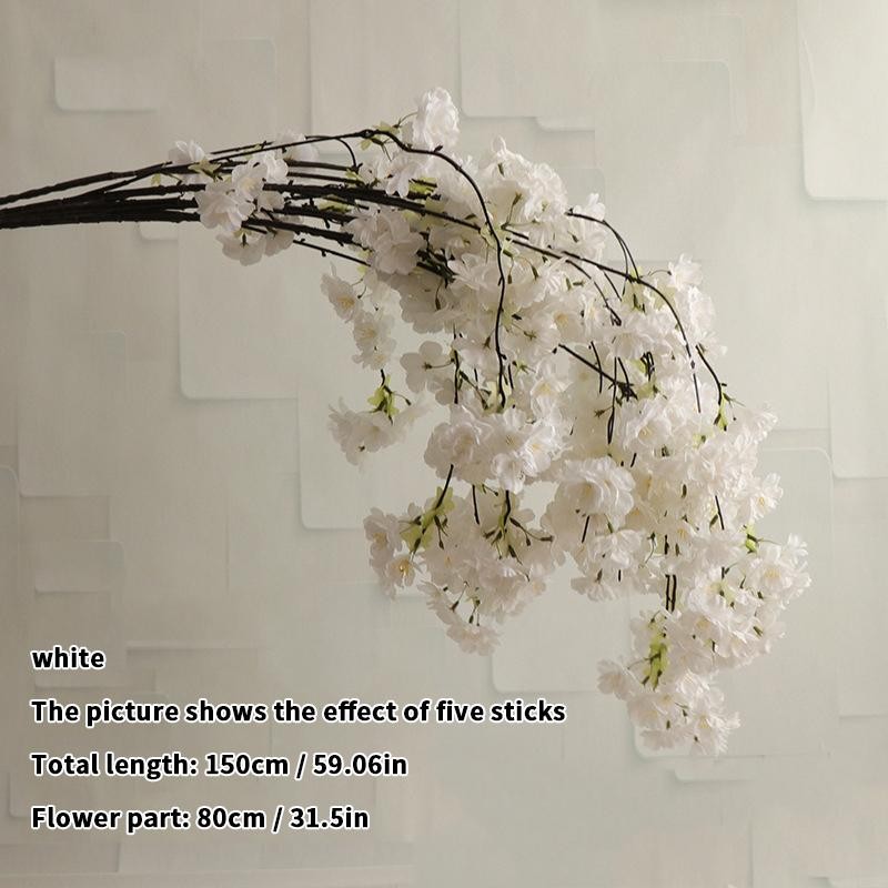 80cm Artificial Cherry Blossom Branch Red Silk Flower Wedding Home Decor Arch