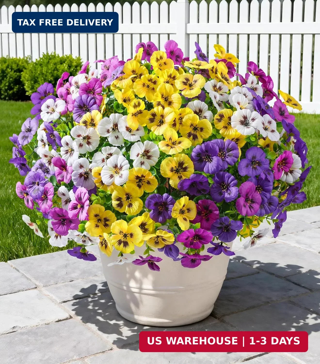 Ivydale 20PCS Artificial Fake Pansy Flowers for Outdoors Spring Sumer Decor, Fau