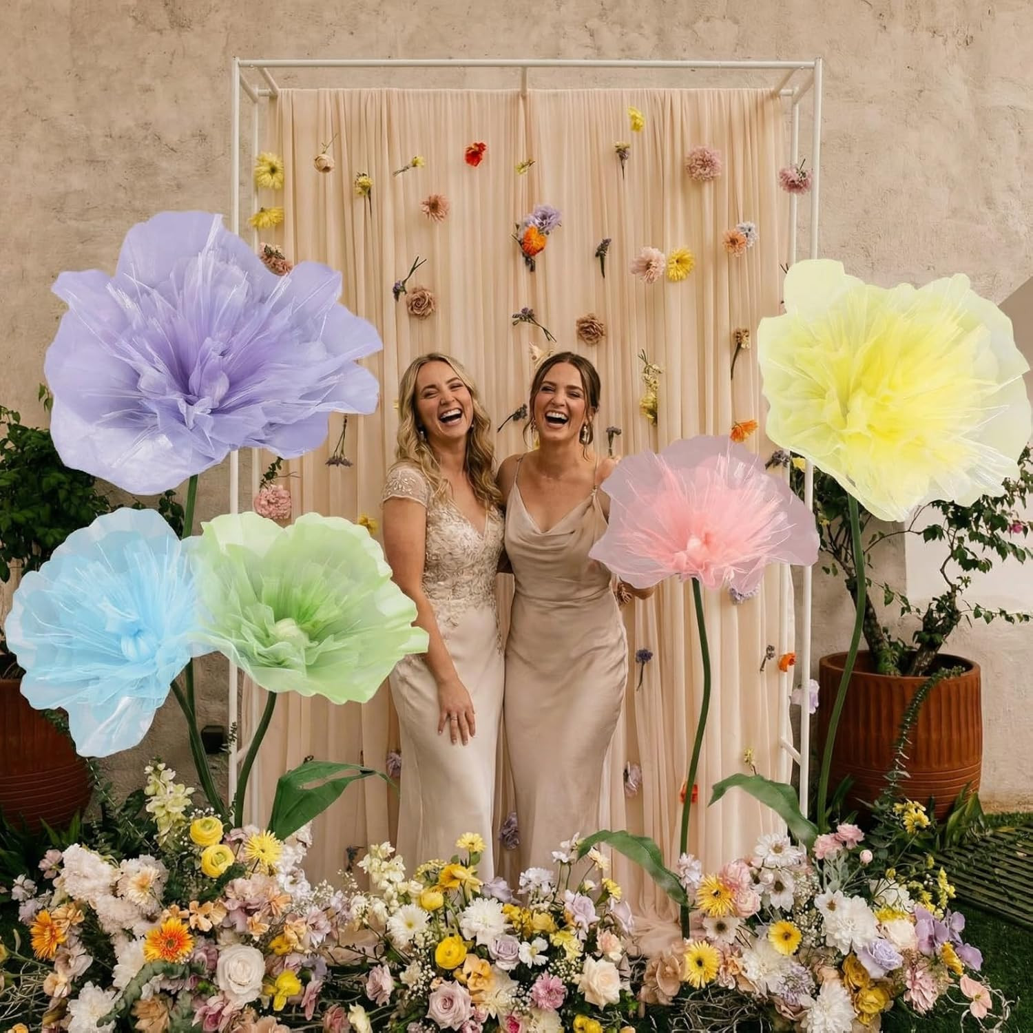 Giant Multicolor Organza Flowers – 5 Pcs 8Ft Decor for Events & Photography