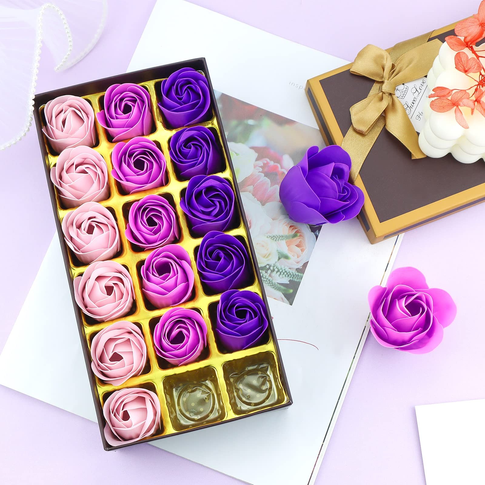 Floral Scented Rose Soap Petals Set – Gift for Women, Girls, Mom – 18 PCS