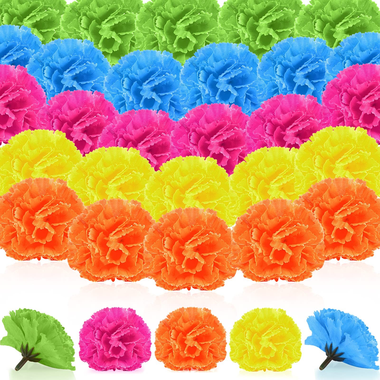 50 Pcs Artificial Marigold Flower Bulk Decorations Mexican Flores Artificiale…