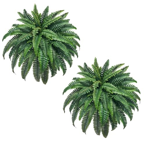 Artificial Boston Fern 2 Set 48Inch Large Fake Ferns for Outdoors 48″ 2pcs