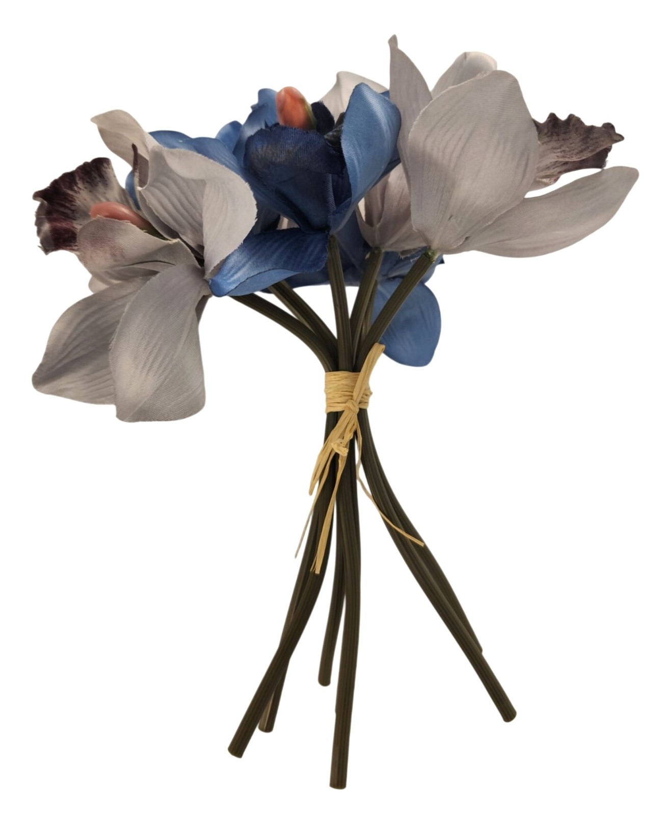 Blue Gray Cymbidium Orchid Artificial Flowers 7 Stem Bundle, Faux Orchid Wedding
