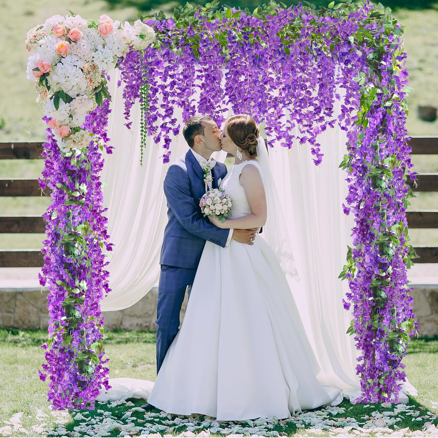 6Pcs Wisteria Garland Artificial Flowers Garland Fake Hanging Wisteria Vines Rat