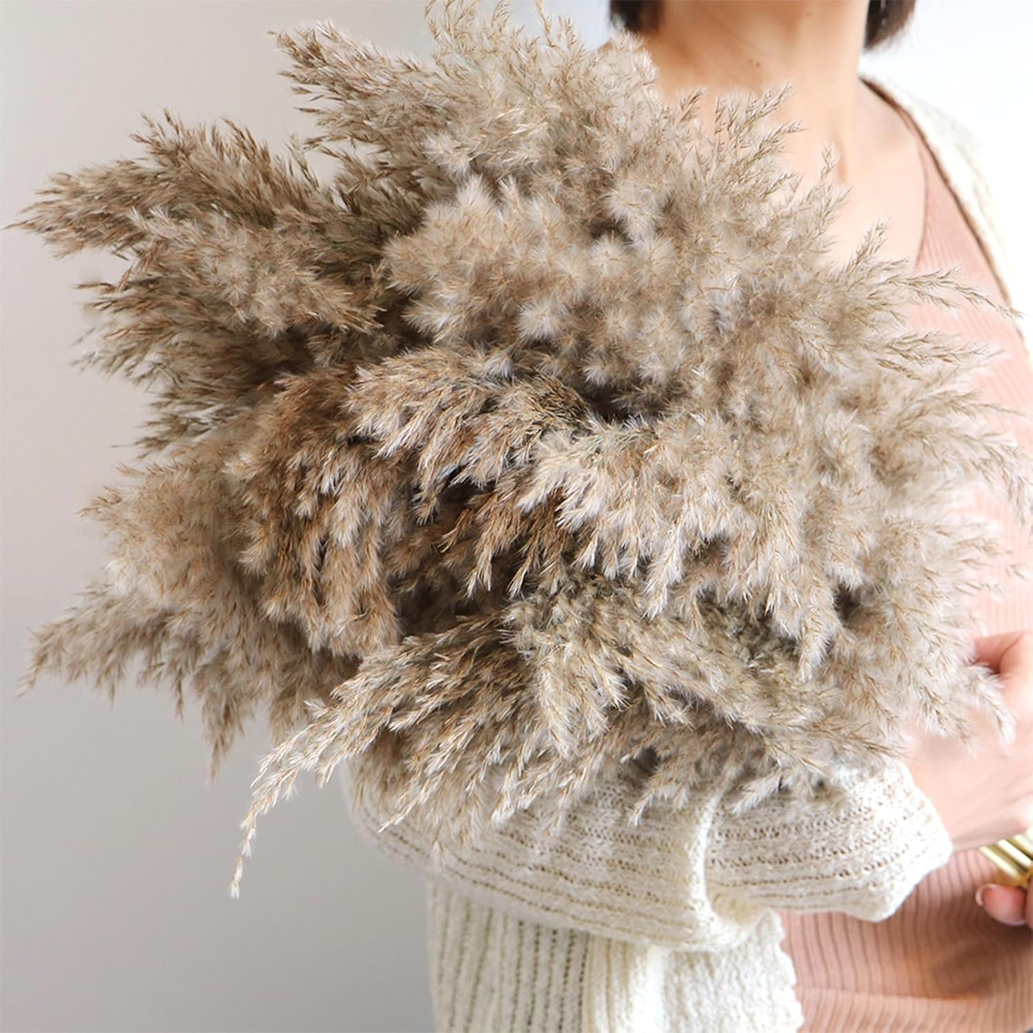 17 Inch 20 Stems Natural Pampas Grass Decor – Tall Fluffy Pompas Grass for Floor
