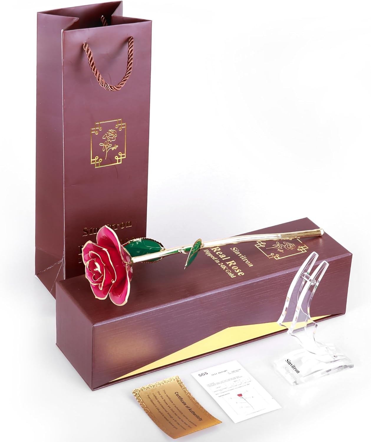 Unique Peach Pink Resin-Preserved Gold Dipped Rose – Perfect Gift for Mom & Wife