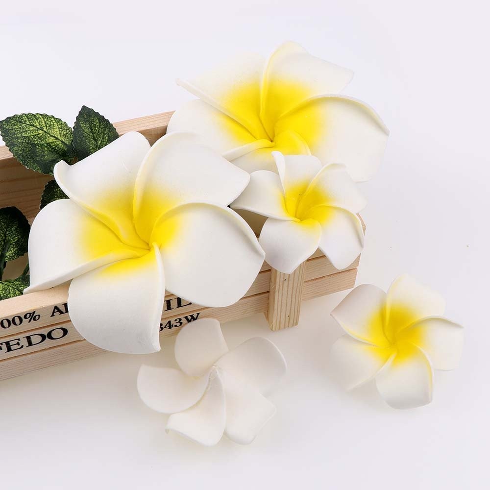 50 Pcs Frangipani Decorative Flower Artificial Foam Plumeria Flowers for DIY …