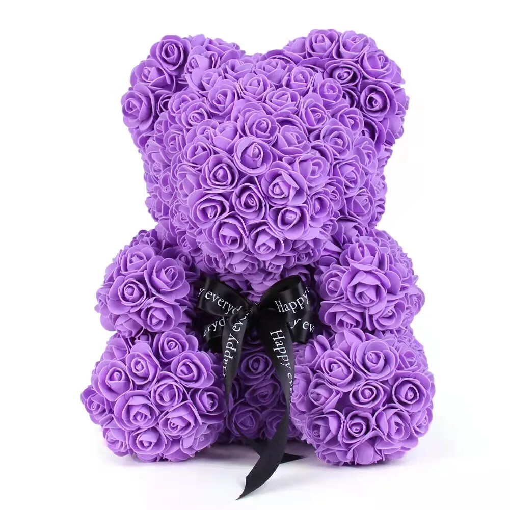 Valentine’s Teddy Bear Gift Set: Artificial Foam Bears with Roses in a Box