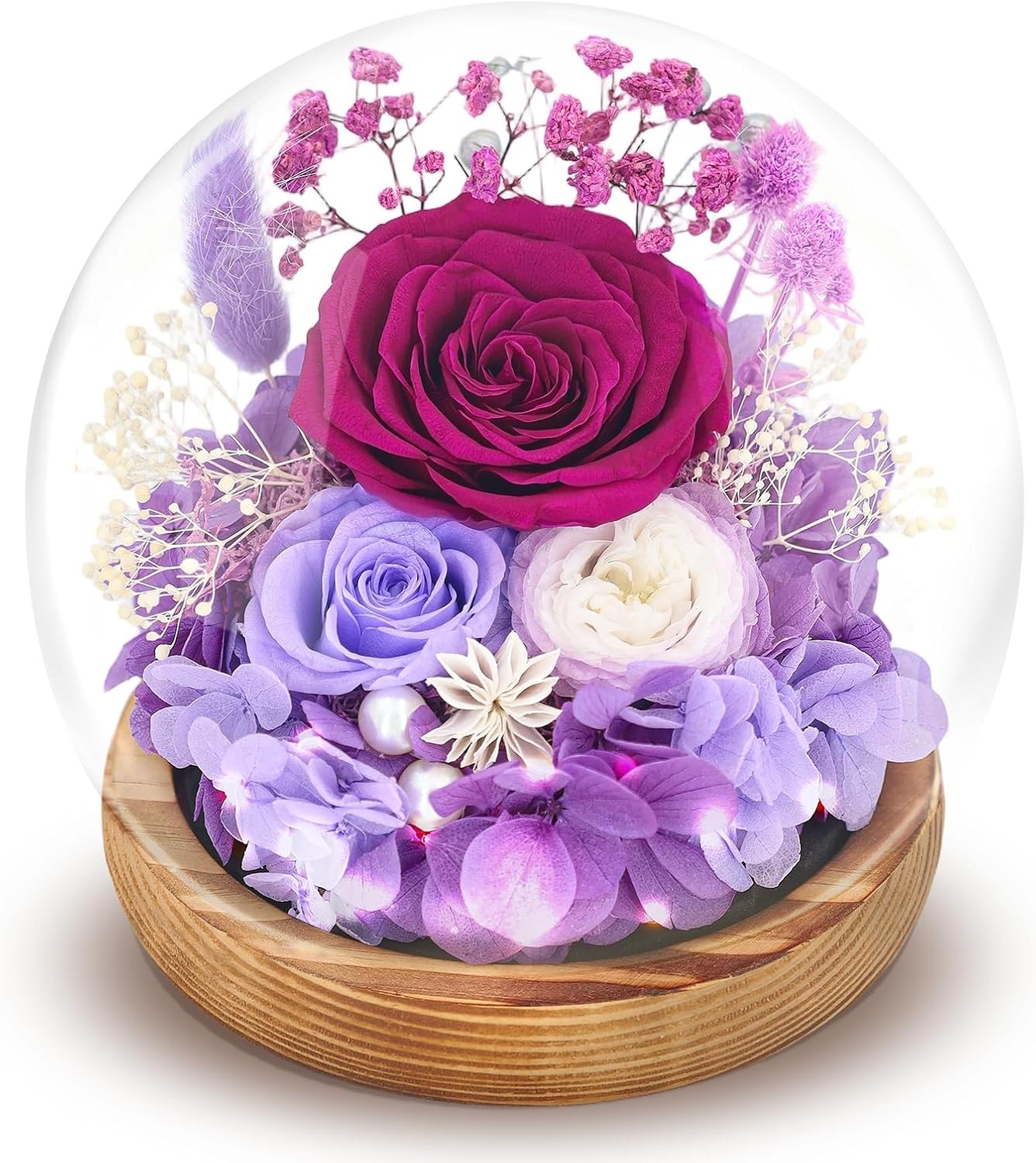 Preserved Flowers Roses in Glass Dome, Forever Flowers for Delivery Prime, Etern