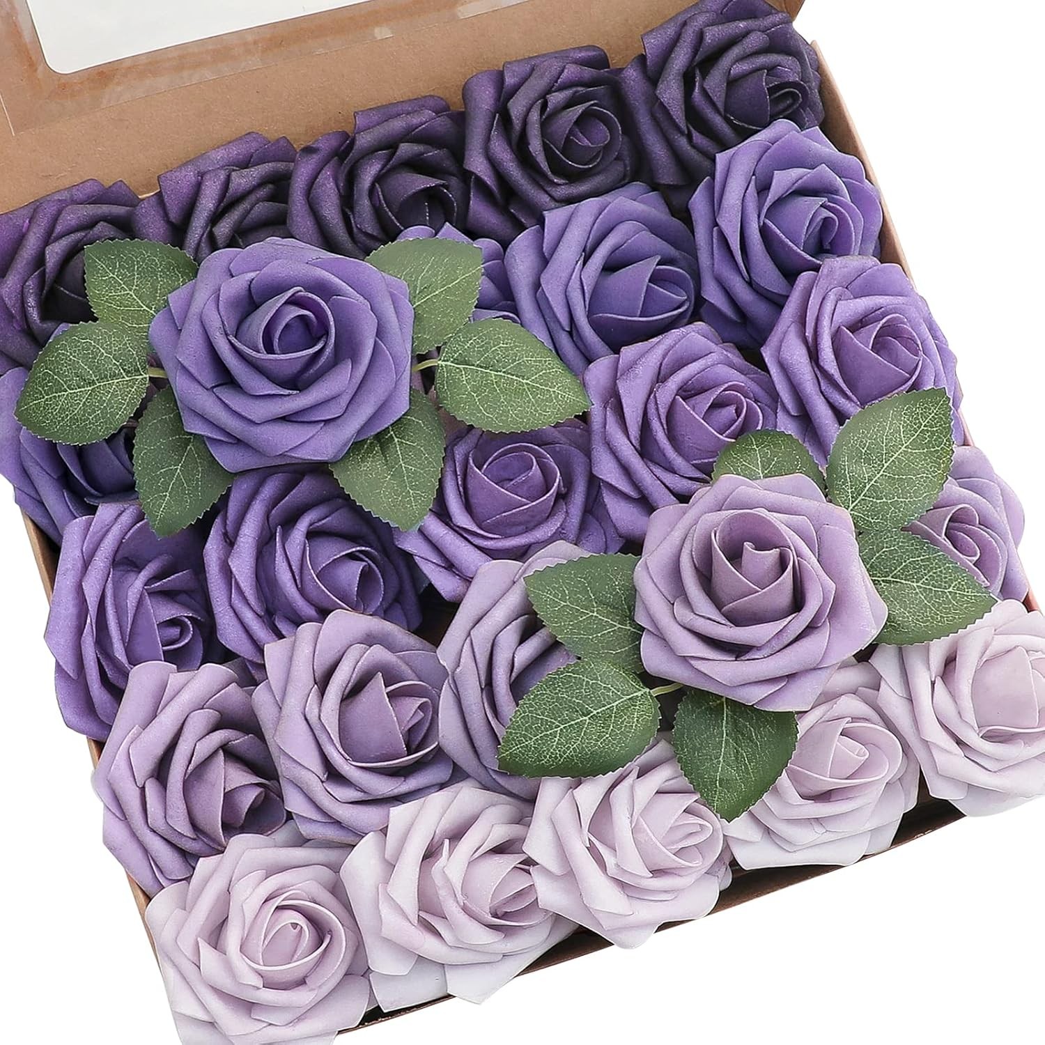 Artificial Flowers 25pcs Real Looking Forest Green Ombre Colors Foam Fake