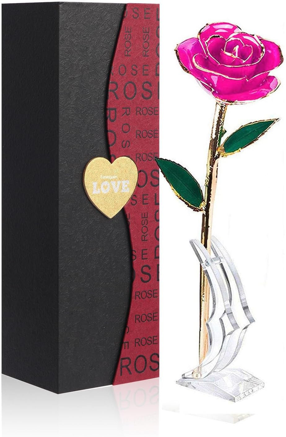 Gold Dipped Rose 24K Red Gold Plated Rose – Everlasting Long Stem Real Rose Exqu