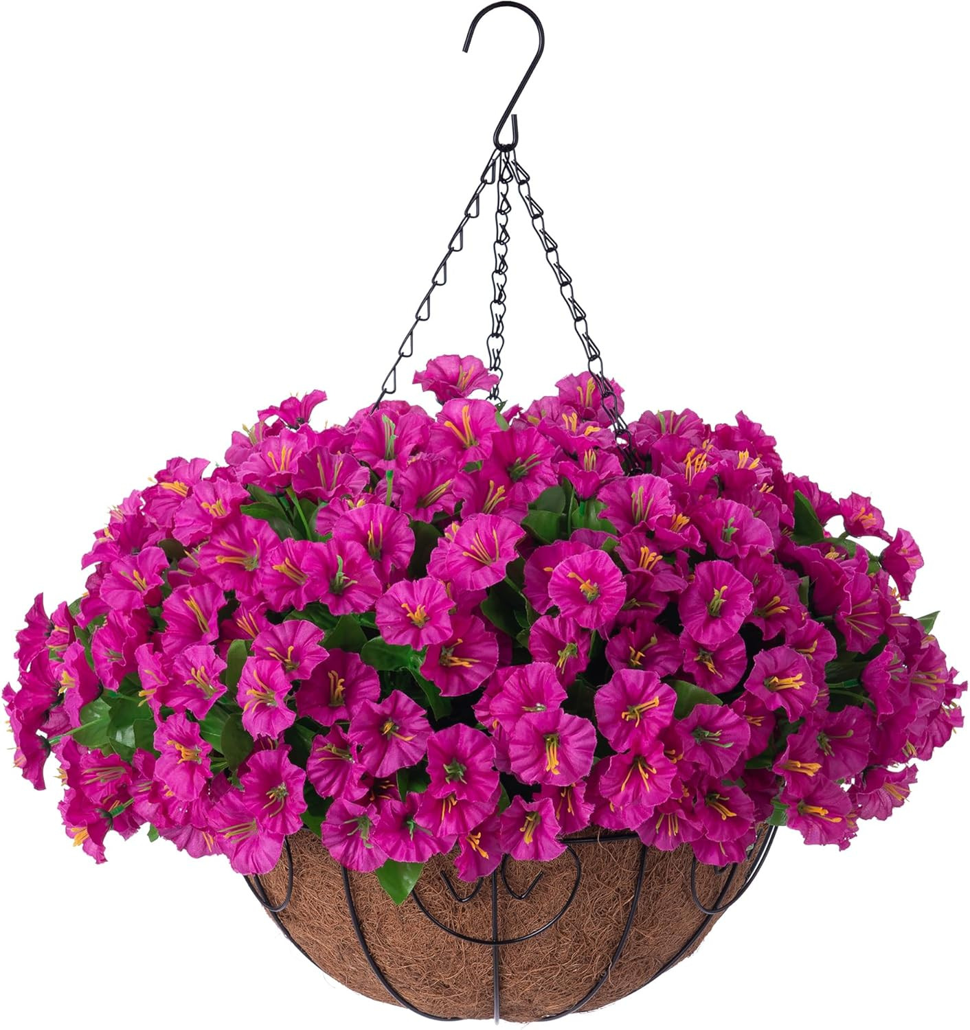 Artificial Hanging Flowers Plants with Basket for Outdoors – Fake Petunias Fl…
