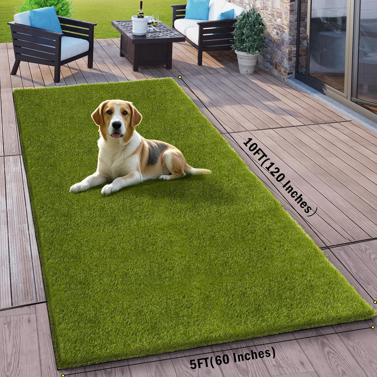 Artificial Grass Outdoor, 5×10 Ft Realistic Artificial Turf Grass Rug, Large