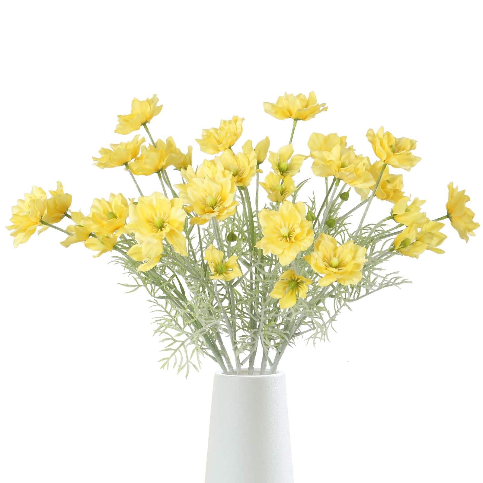 6PCS Cosmos Flowers Silk Flowers 24″ Yellow Cosmos Artificial Clematis Flower…