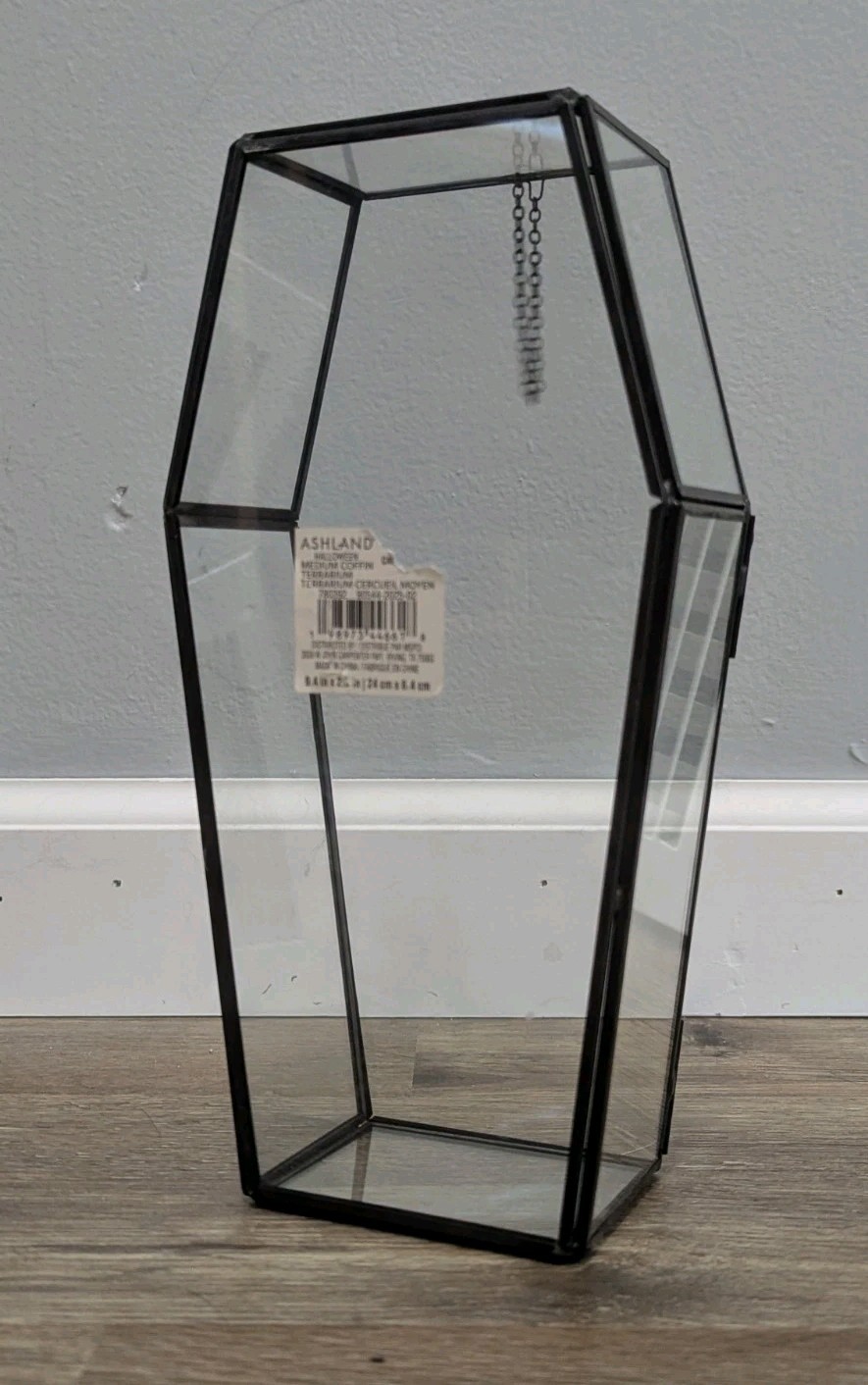Glass Halloween 9.75″ Terrarium Medium Coffin by Ashland NEW