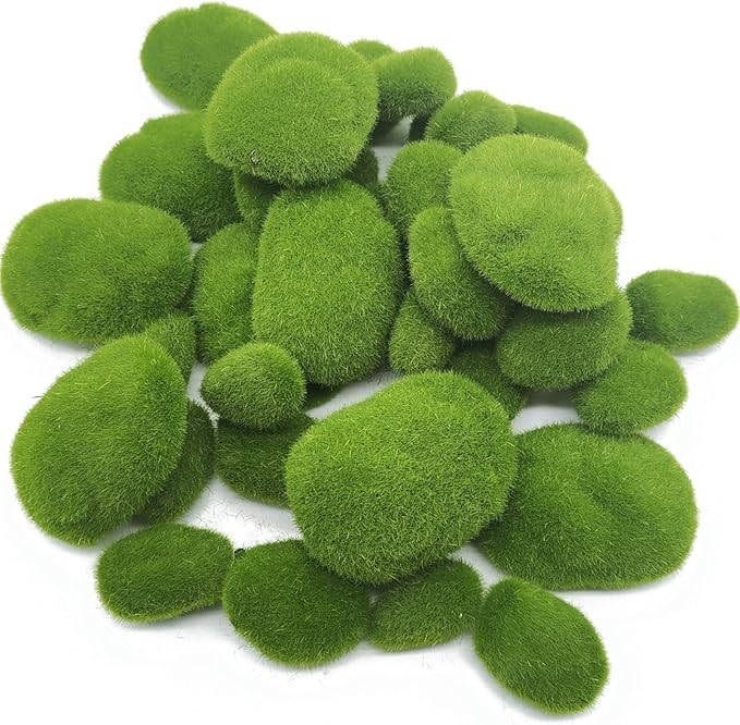 40 Pieces Artificial Moss Rocks 4 Sizes Green Foam Decor For Fairy Gardens