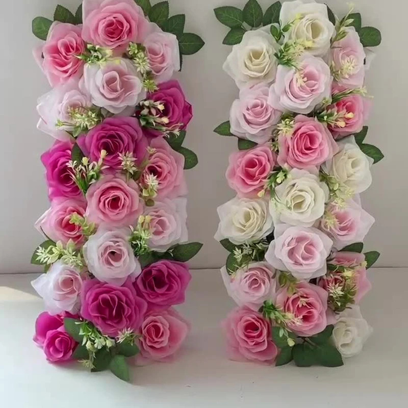 22x50cm Artificial Rose Flower Row Wedding Decoration Wall Backdrop Garland NEW